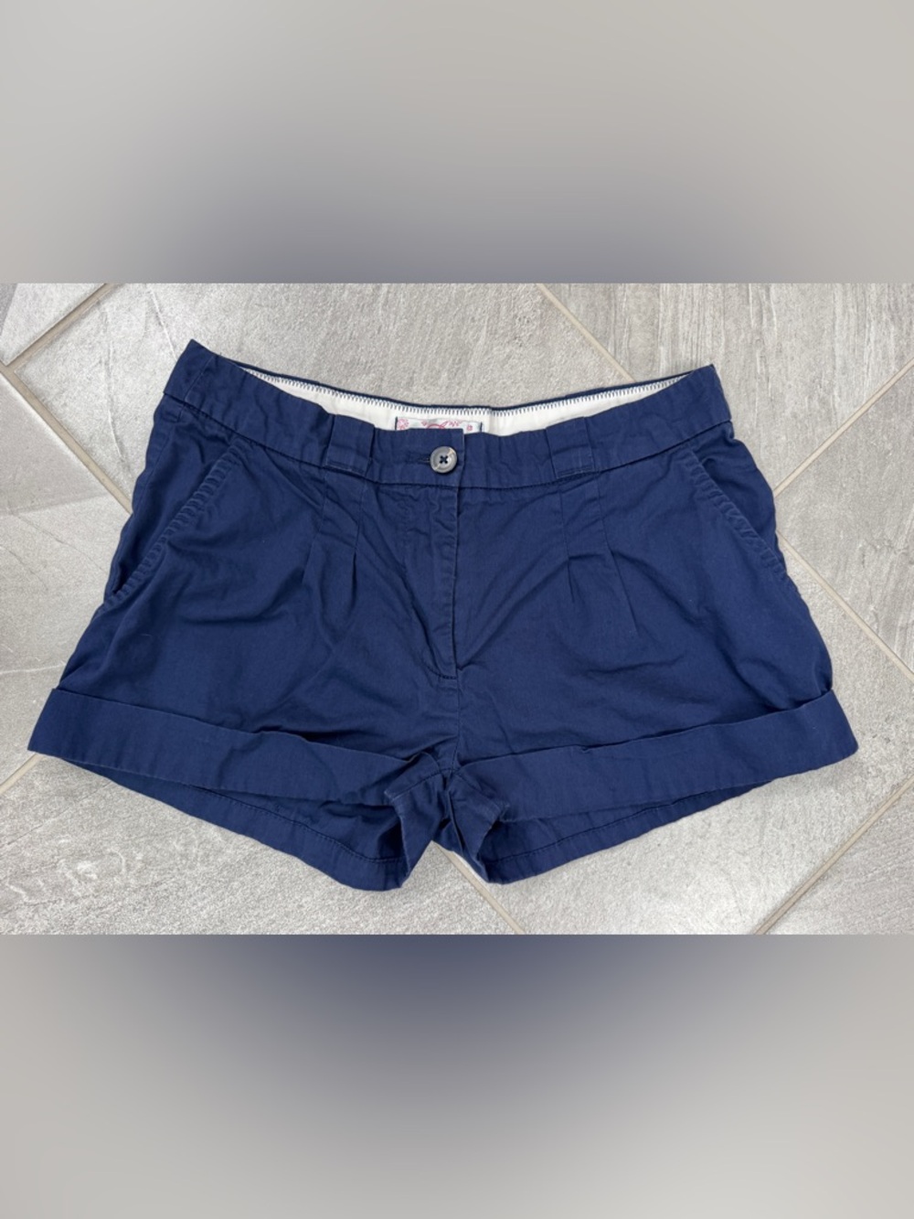 George & Martha Navy Pleated Cotton-Blend Bermuda Shorts